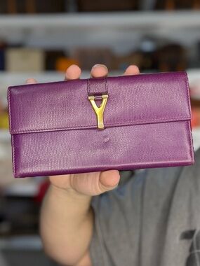 YSL PURPLE LONG SNAP WALLET
